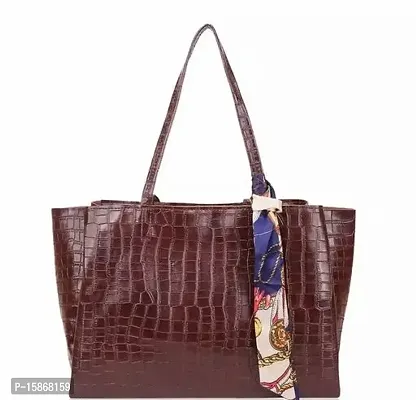 Stylish Coffee Artificial Leather Handbag For Women