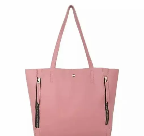 Stylish Pink Artificial Leather Handbag For Women