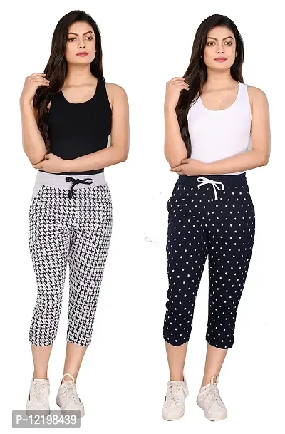 Sirtex Eazy Women's Cotton Printed Capri Pants For Women & Girls