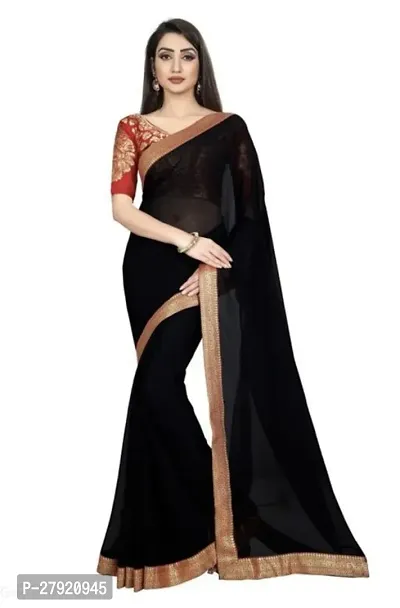 Fancy Georgette Saree With Blouse Piece For Women-thumb0