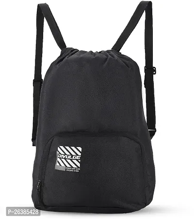 Beautiful Black Cannon Backpack Drawstring Bags Suitable For Gym Sports Yoga With 19 L Storage Capacity-thumb0