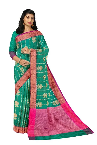 Stylish Banarasi Silk Zari Woven Design Saree with Blouse Piece