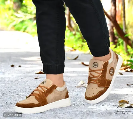 Stylish Brown  Tan Genuine Leather Solid Lifestyle Shoes For Men