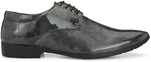 Stylish Grey Synthetic Leather Solid Formal Shoes For Men-thumb3