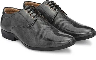 Stylish Grey Synthetic Leather Solid Formal Shoes For Men-thumb1