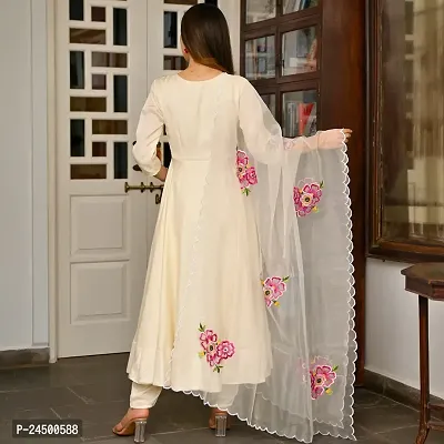 Stylish Embroidered Taffeta Silk Gown With Bottom and Dupatta-thumb4