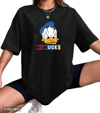 CALM DOWN Round Neck Oversized Printed T-Shirt for Women (Medium, Panda-Ohduck)-thumb5