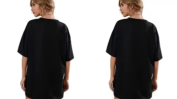 CALM DOWN Round Neck Oversized Printed T-Shirt for Women (Medium, Panda-Ohduck)-thumb1