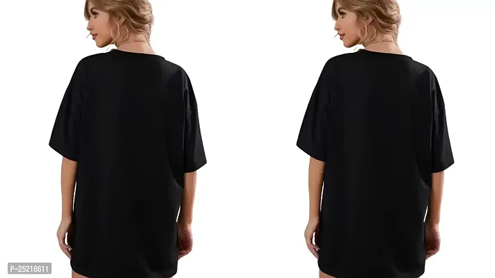 CALM DOWN Round Neck Oversized Printed T-Shirt for Women (Medium, Panda-Ohduck)-thumb2