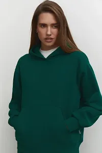 CALM DOWN Plain Hoodie (Medium, Green)-thumb1