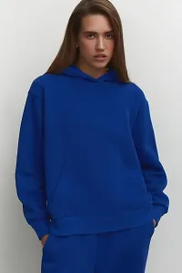 CALM DOWN Plain Hoodie (X-Large, Blue)-thumb1