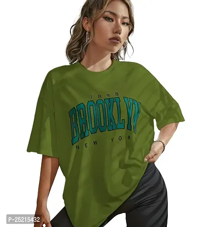 CALM DOWN Oversized T-Shirt for Women (X-Large, Green)