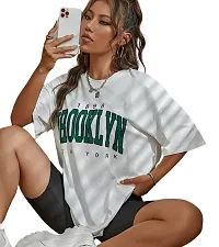 CALM DOWN Round Neck Oversized Printed T-Shirt for Women (Medium, Brooklyn-ShutUp)-thumb3