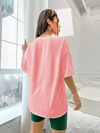 CALM DOWN Oversized T-Shirt for Women (XX-Large, Baby Pink)-thumb1