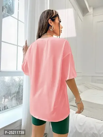 CALM DOWN Oversized T-Shirt for Women (XX-Large, Baby Pink)-thumb2