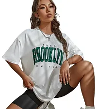 CALM DOWN Round Neck Oversized Printed T-Shirt for Women (XX-Large, Brooklyn-Baby)-thumb3