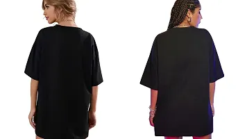 CALM DOWN Round Neck Oversized Printed T-Shirt for Women (XX-Large, Panda-ShutUp)-thumb1