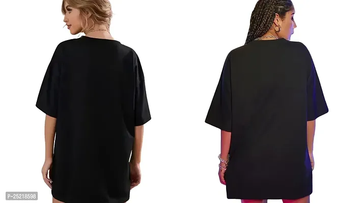 CALM DOWN Round Neck Oversized Printed T-Shirt for Women (XX-Large, Panda-ShutUp)-thumb2