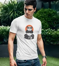 CALM DOWN Round Neck Half Sleeve Printed PandaBlack T-Shirt for Men (X-Large, White)-thumb2