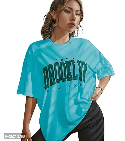 CALM DOWN Oversized T-Shirt for Women (XX-Large, Blue)
