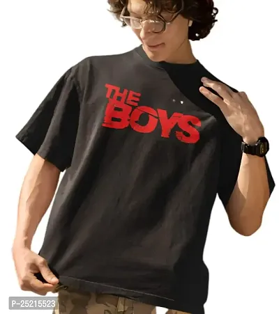 CALM DOWN Round Neck Drop Shoulder Printed TheBoys T-Shirt for Men (Medium, Black)