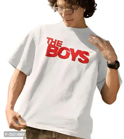 CALM DOWN Round Neck Drop Shoulder Printed TheBoys T-Shirt for Men (X-Large, White)