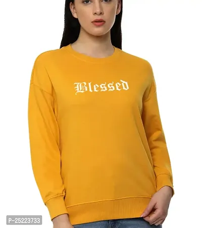 CALM DOWN Fullsleeve Round Neck Printed Sweatshirt (X-Large, Mustard)