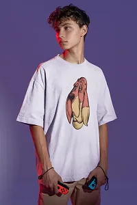 Calm Down Round Neck Oversized Printed Dog T-shirt for Men-thumb1