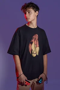 Calm Down Round Neck Oversized Printed Dog T-shirt for Men-thumb4