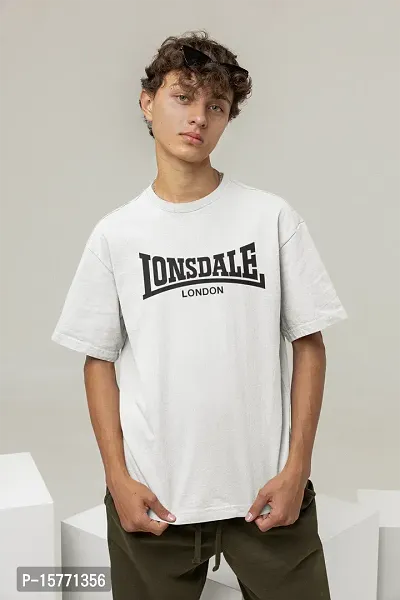 CalmDown Round Neck Oversized Printed Lonsdale T-shirt for Men-thumb0