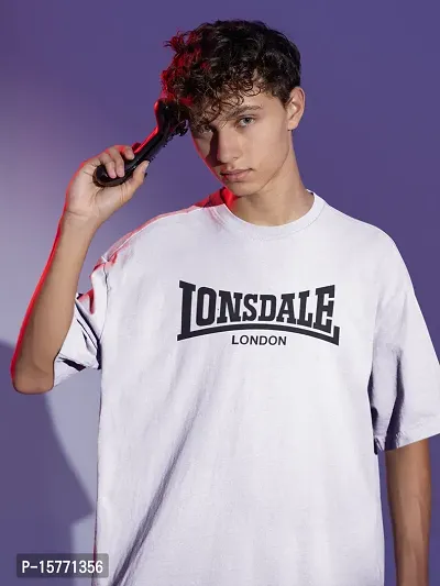 CalmDown Round Neck Oversized Printed Lonsdale T-shirt for Men-thumb5