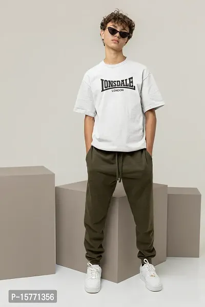 CalmDown Round Neck Oversized Printed Lonsdale T-shirt for Men-thumb2