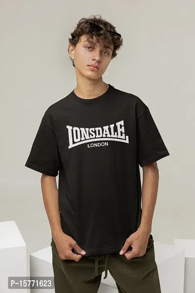 Calm Down Round Neck Oversized Printed Lonsdale T-shirt for Men-thumb0