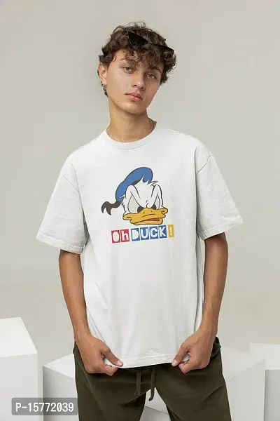 Calm Down Round Neck Oversized Printed Ohduck T-shirt for Men-thumb0