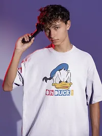 Calm Down Round Neck Oversized Printed Ohduck T-shirt for Men-thumb3