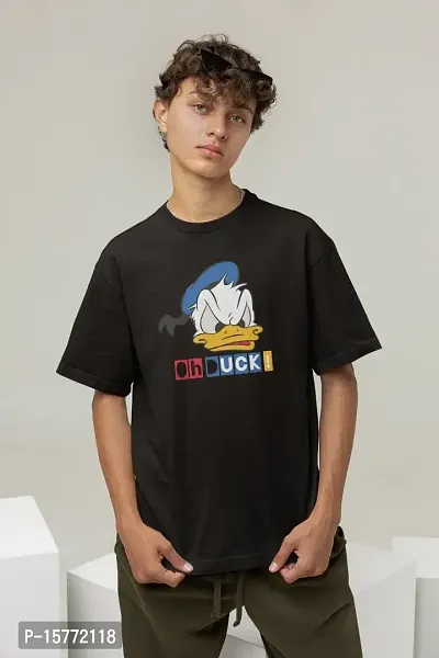 Calm Down Round Neck Oversized Printed Ohduck T-shirt for Men