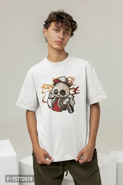 Calm Down Round Neck Oversized Printed PandaSP T-shirt for Men