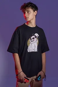 Calm Down Round Neck Oversized Printed WPanda T-shirt for Men-thumb4