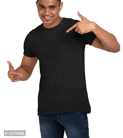 Calm Down Round Neck Half Sleeve Plain T-Shirt for Men-thumb5