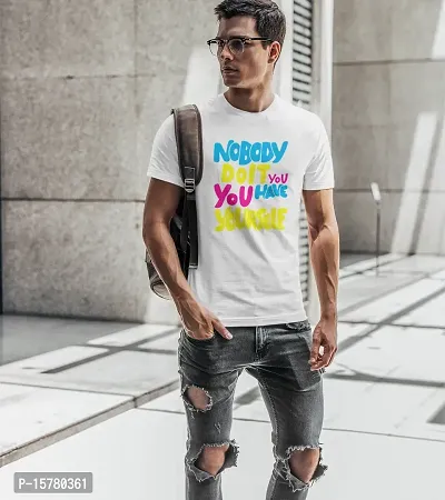 Calm Down Round Neck Half Sleeve Printed Nobody T-shirt for Men-thumb4