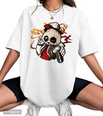 Calm Down Round Neck Oversized Printed T-shirt for Women