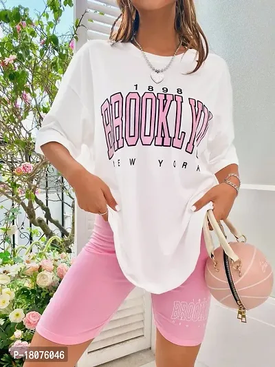 Calm Down Round Neck Oversized Printed T-shirt form Women