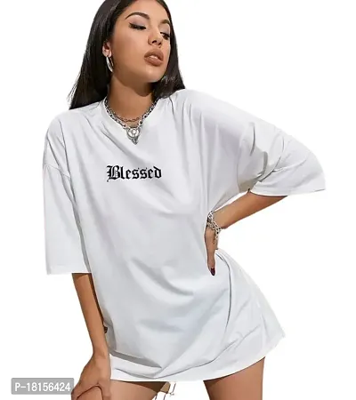 Calm Down Round Neck Oversized Printed T-shirt for Women