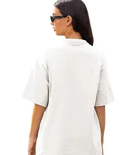 Calm Down Round Neck Oversized Printed T-shirt for Women-thumb1