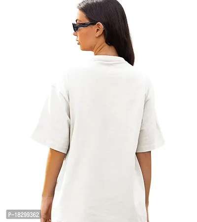 Calm Down Round Neck Oversized Printed T-shirt for Women-thumb2