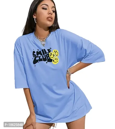 Calm Down Round Neck Oversized Printed T-shirt for Women-thumb0