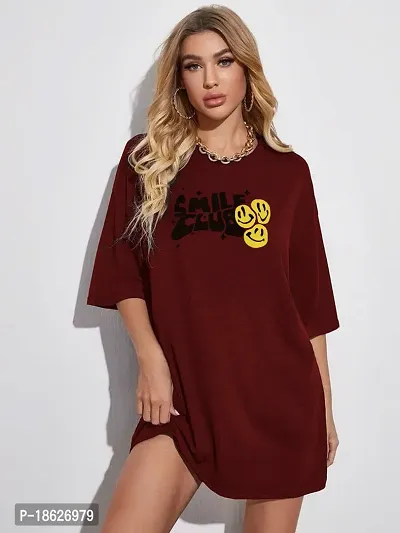 Calm Down Round Neck Oversized Printed T- Shirt  For Women-thumb0