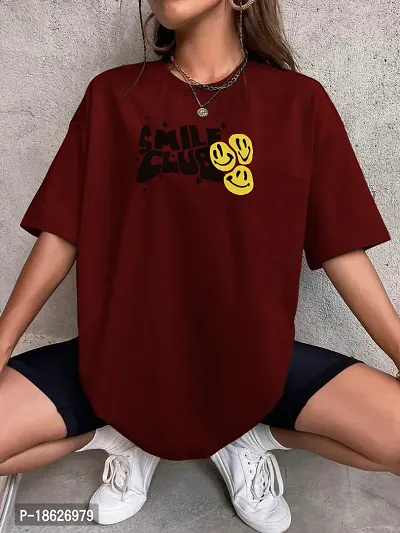 Calm Down Round Neck Oversized Printed T- Shirt  For Women-thumb3