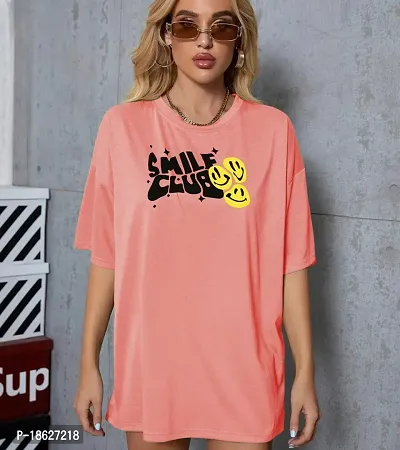 Calm Down Round Neck Oversized Printed T-Shirt For Women