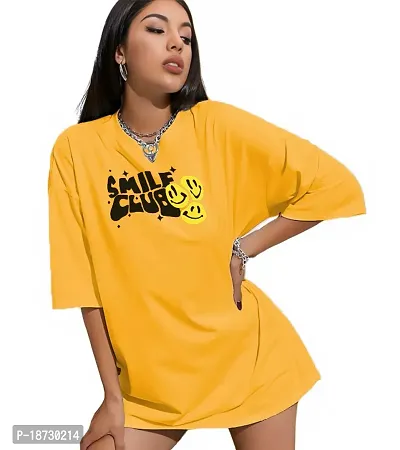 Calm Down Round Neck Oversized Printed T-shirt for Women